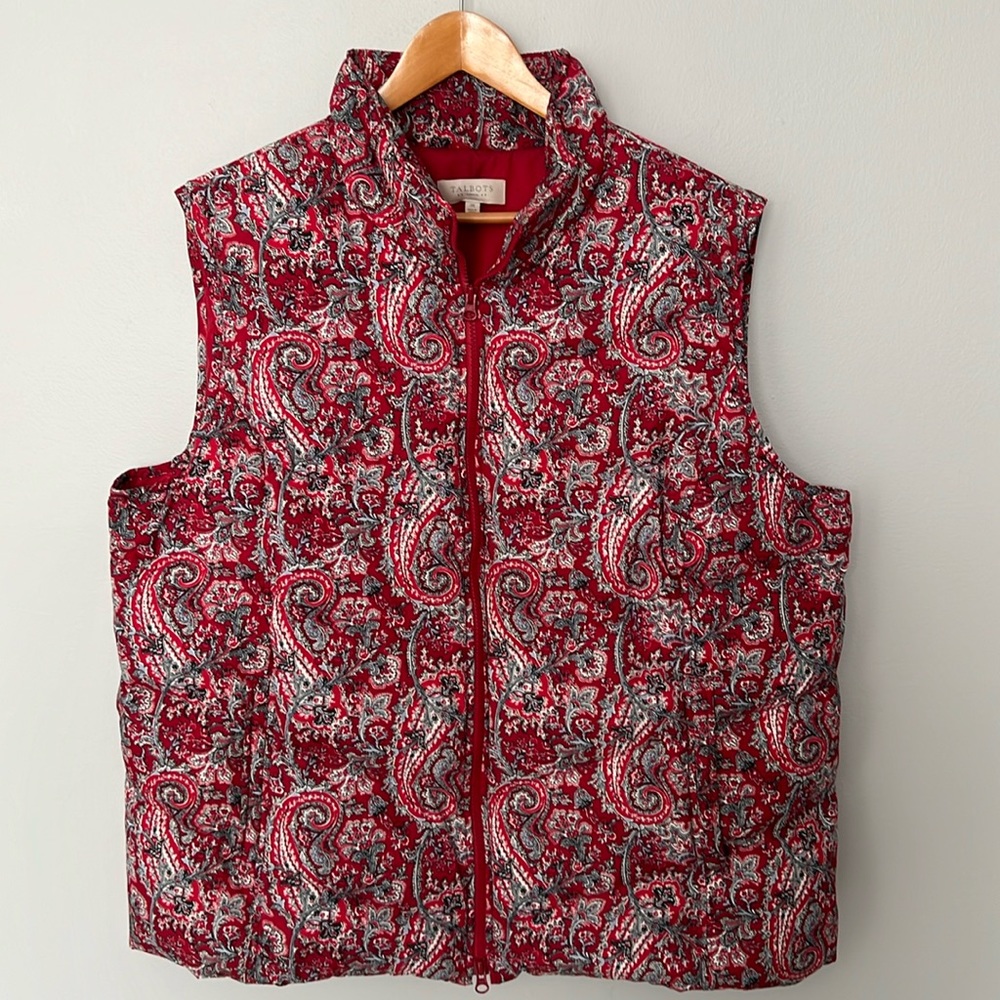 Talbots Paisley Quilted Down Vest